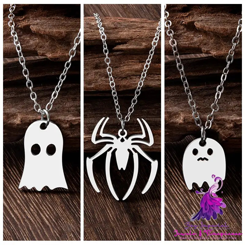 Gothic Ghost Spider Necklace