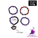 Retro Purple Halloween Rice Bead Ring Set