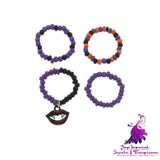 Retro Purple Halloween Rice Bead Ring Set