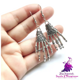 Halloween Vintage Carved Skull Skeleton Hands Earrings