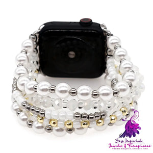 Pearl Rice Beads White Hand Beaded Watch Strap