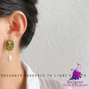 14K Hand Plated Olivine Pearl Earrings