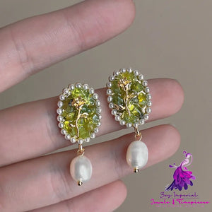 14K Hand Plated Olivine Pearl Earrings