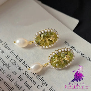 14K Hand Plated Olivine Pearl Earrings