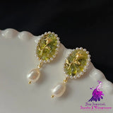 14K Hand Plated Olivine Pearl Earrings