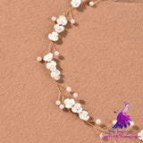 Handmade Pearl Headband With Three Petal Pearl Flowers