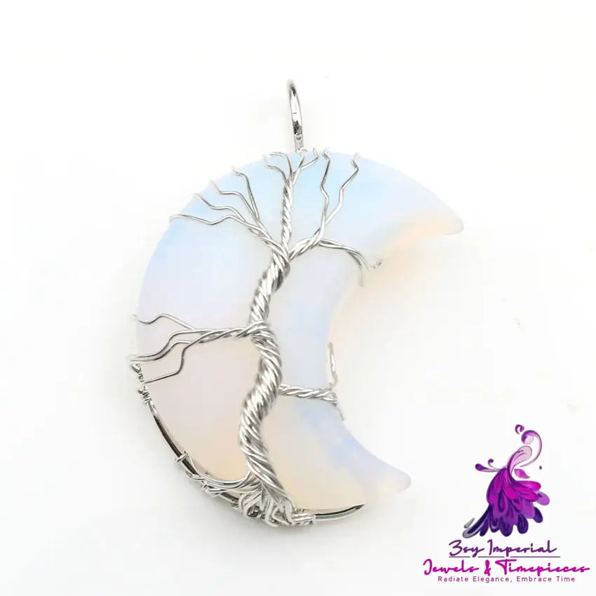 Handmade Moon Tree of Life Pendant Necklace