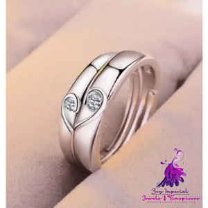 Silver Heart Diamond Wedding Ring