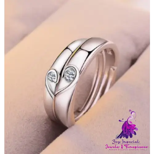 Silver Heart Diamond Wedding Ring