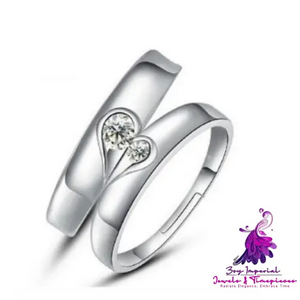 Silver Heart Diamond Wedding Ring