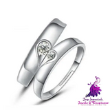 Silver Heart Diamond Wedding Ring