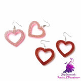 Retro Leopard Print Heart Earrings