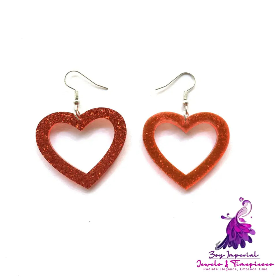 Retro Leopard Print Heart Earrings