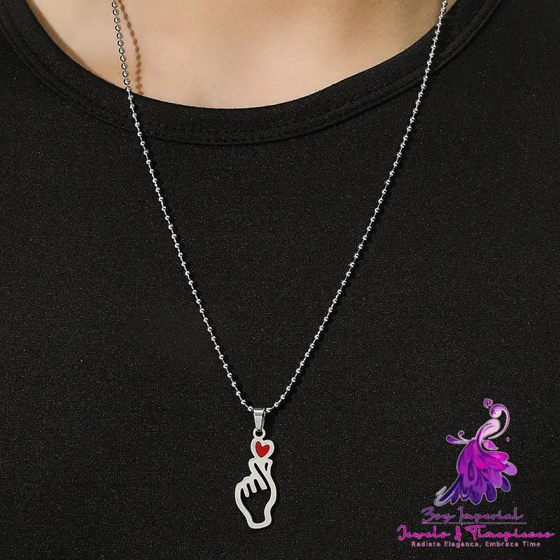 Hollow Palm Pendant Than Heart Men’s Necklace