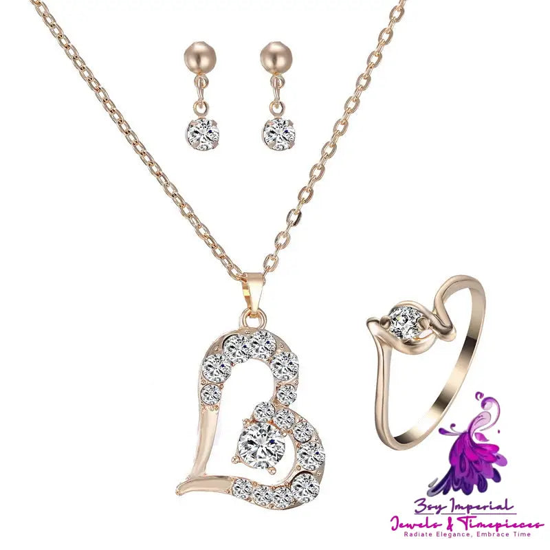 Rhinestone Heart Jewelry Set