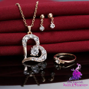 Rhinestone Heart Jewelry Set