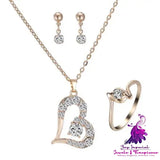 Rhinestone Heart Jewelry Set