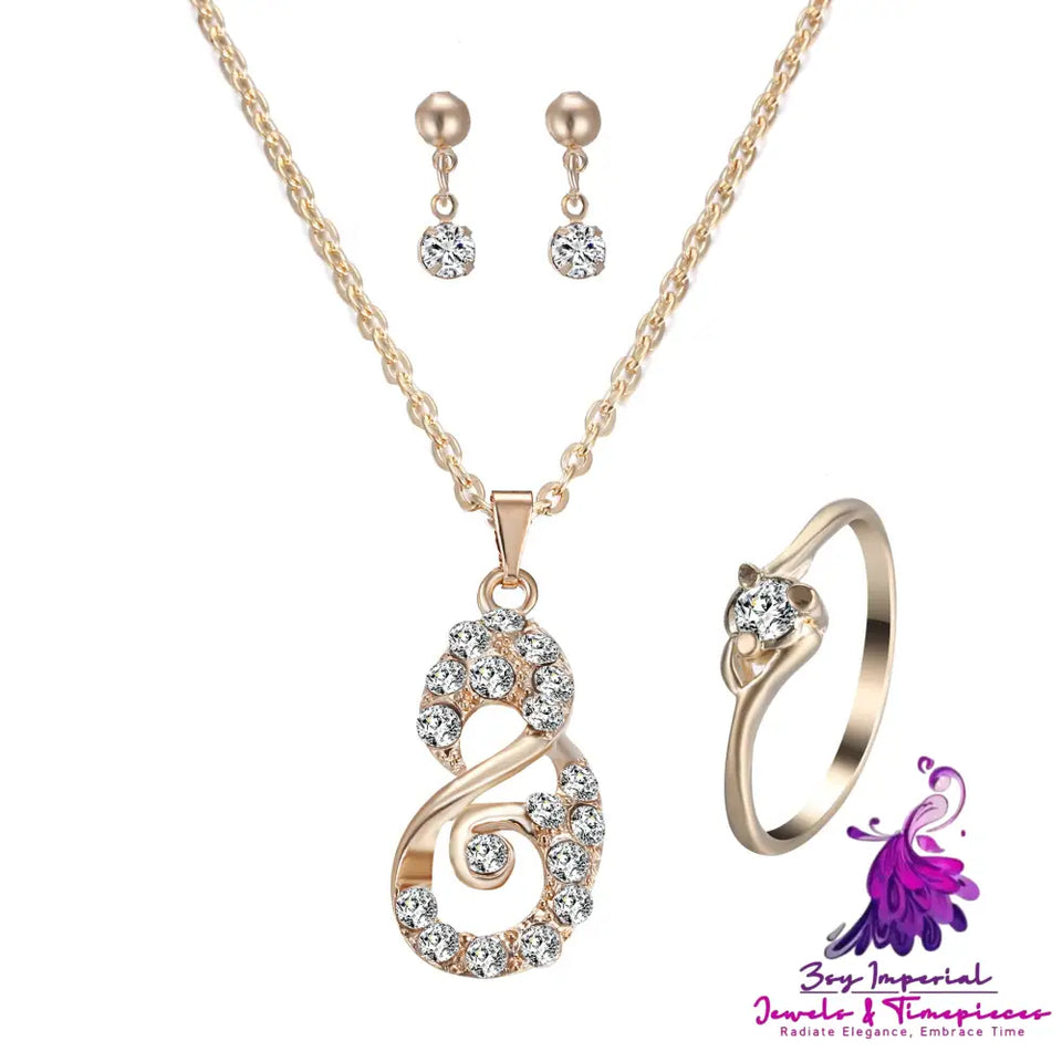 Rhinestone Heart Jewelry Set