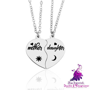 Mother Daughter Heart Puzzle Necklace Set