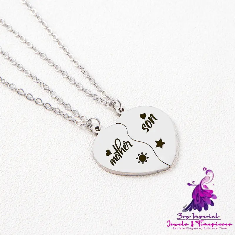 Mother Daughter Heart Puzzle Necklace Set