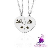 Mother Daughter Heart Puzzle Necklace Set