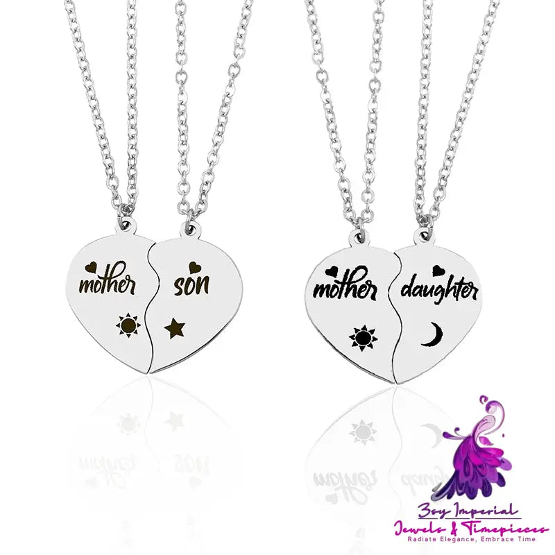 Mother Daughter Heart Puzzle Necklace Set