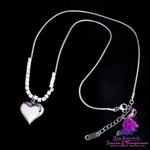 Women’s Square Titanium Steel Heart Necklace