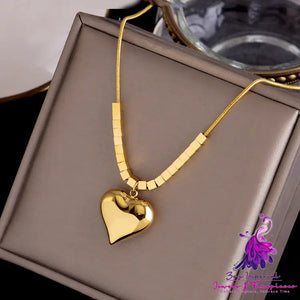 Women’s Square Titanium Steel Heart Necklace