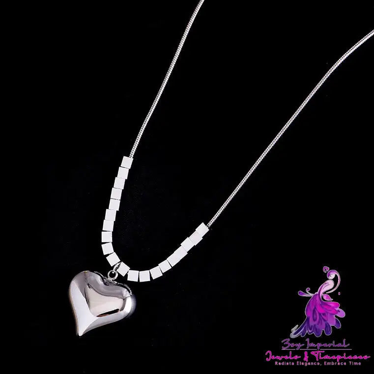 Women’s Square Titanium Steel Heart Necklace