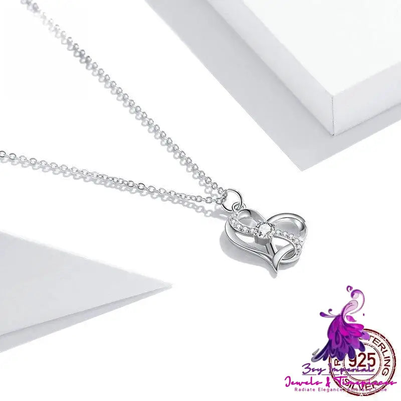 Heart-shaped Hollow Inlaid Zircon S925 Necklace