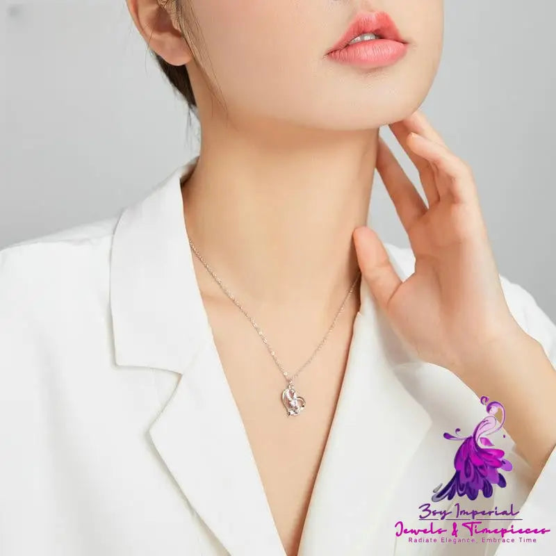 Heart-shaped Hollow Inlaid Zircon S925 Necklace