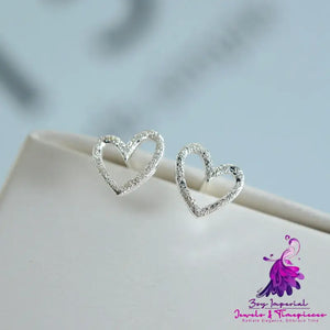 Silver Heart-shaped Earrings Studs