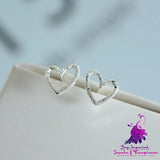 Silver Heart-shaped Earrings Studs