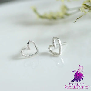 Silver Heart-shaped Earrings Studs