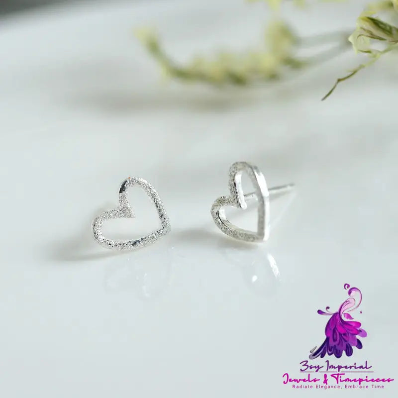 Silver Heart-shaped Earrings Studs