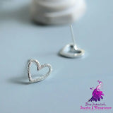 Silver Heart-shaped Earrings Studs