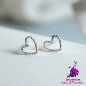 Silver Heart-shaped Earrings Studs