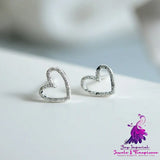 Silver Heart-shaped Earrings Studs