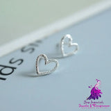 Silver Heart-shaped Earrings Studs