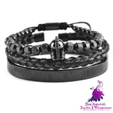 Helmet Mesh Braided Bracelet Stainless Steel Roman Numerals