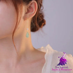 Hetian Jade Sterling Silver Long Earrings