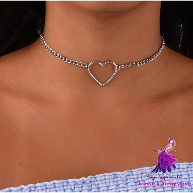 Hollow Heart Choker Necklace