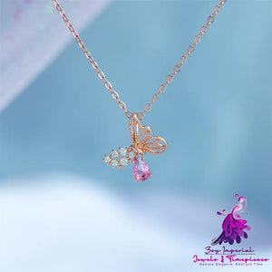 Hollow Zircon Butterfly Necklace