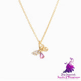 Hollow Zircon Butterfly Necklace