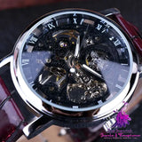 Retro Roman Style Hollow-out Mechanical Men’s Watch