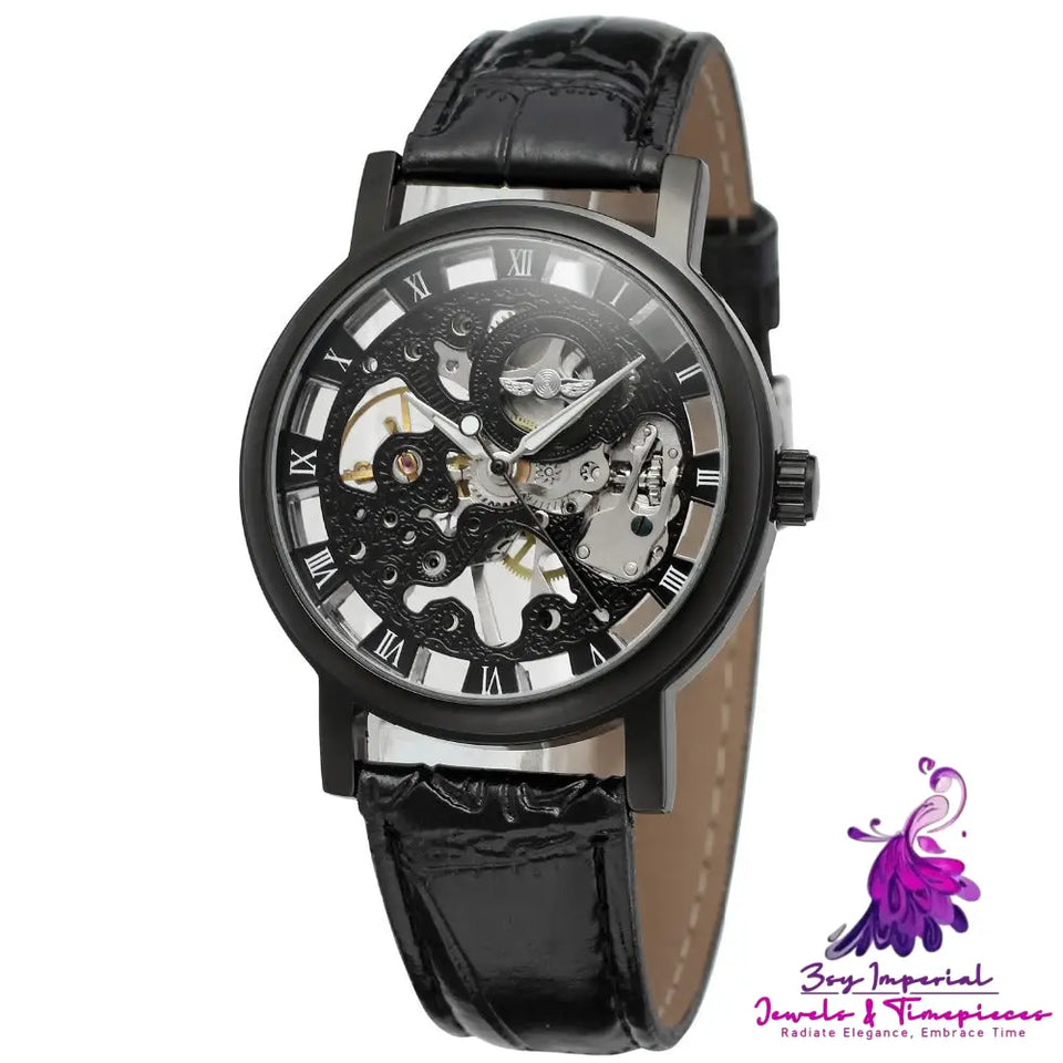 Retro Roman Style Hollow-out Mechanical Men’s Watch