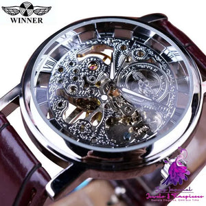 Retro Roman Style Hollow-out Mechanical Men’s Watch