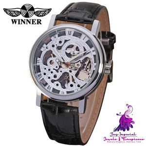 Retro Roman Style Hollow-out Mechanical Men’s Watch