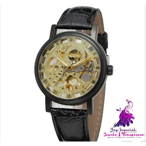 Retro Roman Style Hollow-out Mechanical Men’s Watch