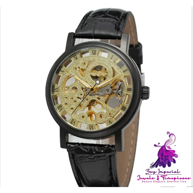 Retro Roman Style Hollow-out Mechanical Men’s Watch